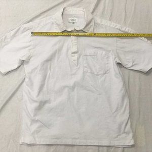 Short sleeve half button white shirt by Need small